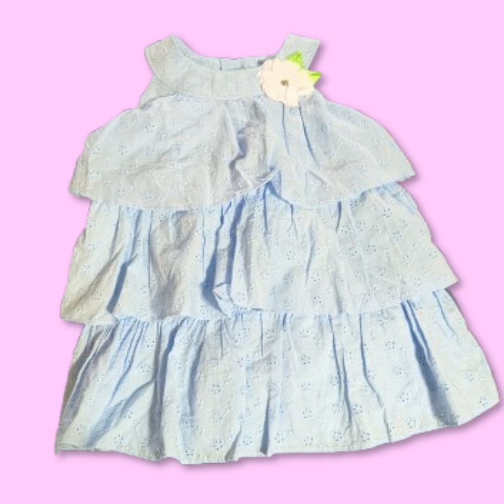 Good Lad Tiered Dress 5Y Blue Floral Embroidered Cottagecore Ruffle Shabby NWT